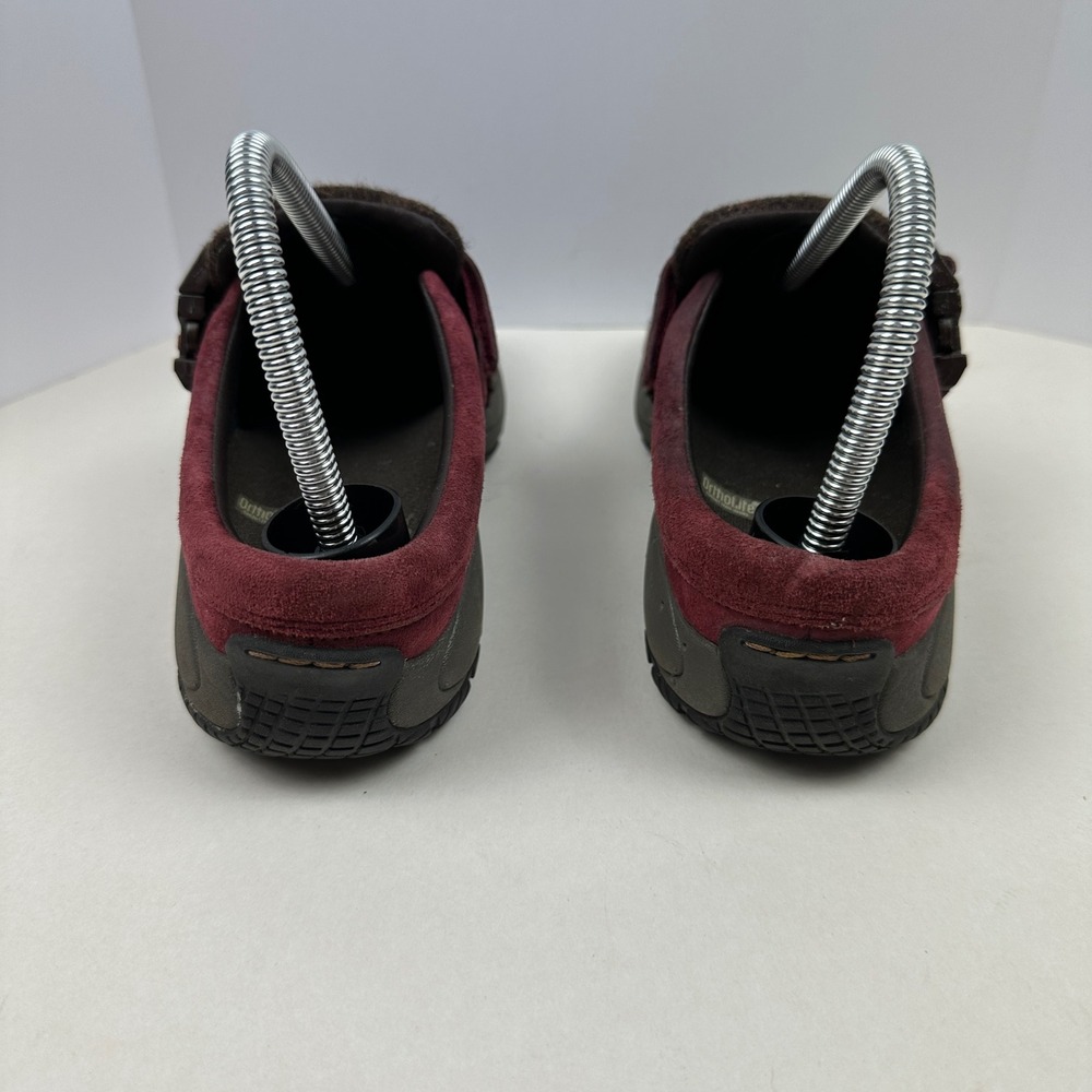 Merrell Encore Groove Wool Suede Clogs Brown Burgundy Buckle Slip On Mules Sz 7 - Picture 4 of 10